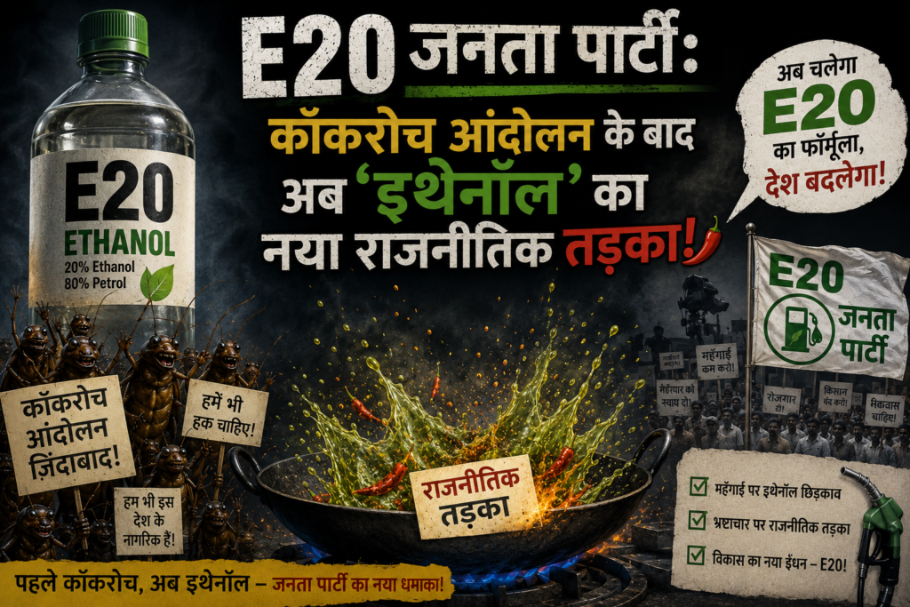 E20 जनता पार्टी: कॉकरोच आंदोलन के बाद अब 'इथेनॉल' का नया राजनीतिक तड़का!