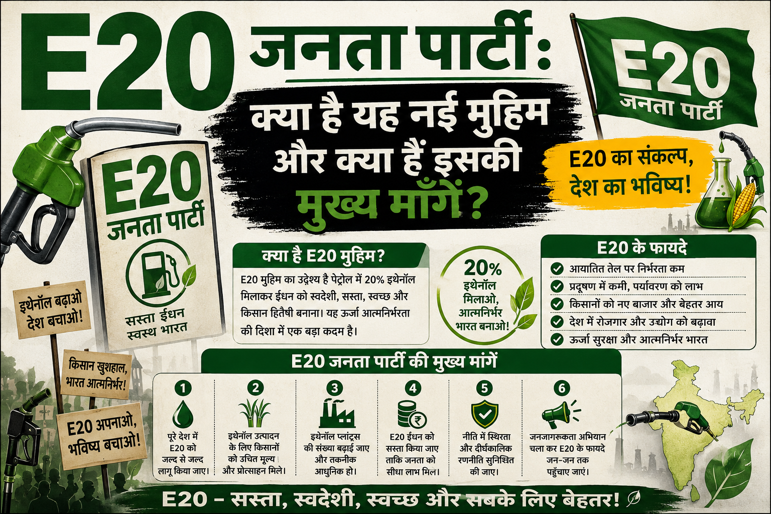 E20 जनता पार्टी: क्या है यह नई मुहिम और क्या हैं इसकी मुख्य मांगे?