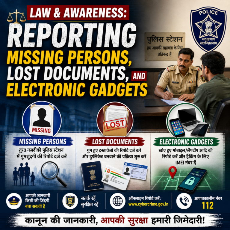 LAW & AWARENESS: Reporting Missing Persons, Lost Documents, and Electronic Gadgets