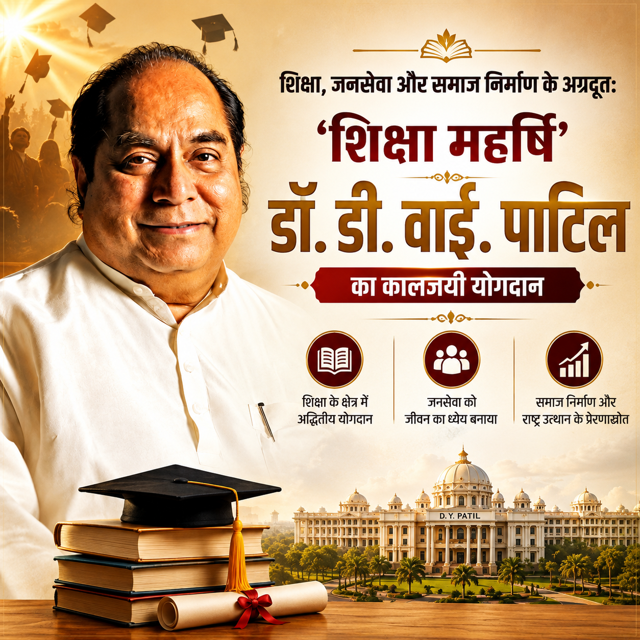 शिक्षा, जनसेवा और समाज निर्माण के अग्रदूत: शिक्षा महर्षि' डॉ. डी. वाई. पाटिल का कालजयी योगदान