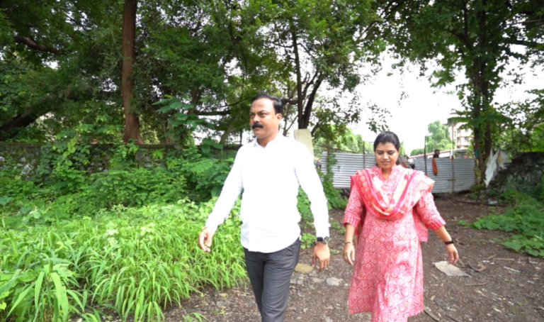 Airoli Sector-6 Plot No. 30 Neglect: Former Corporator Shreya Jirge and Sudarshan Jirge Conduct On-Ground Inspection with Officials